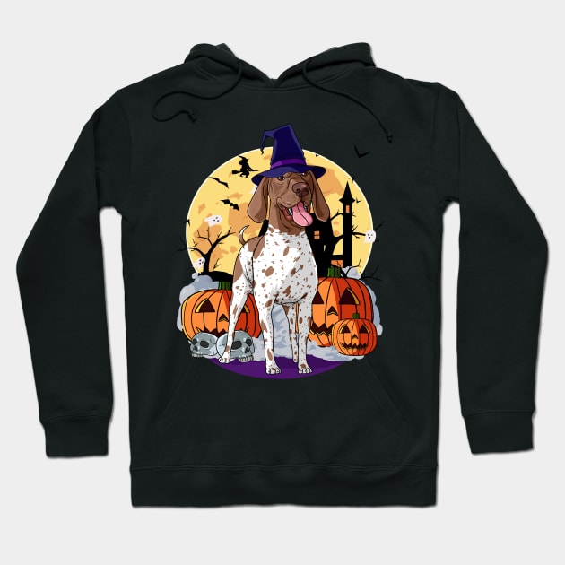 German Shorthaired Pointer Halloween Witch Pumpkin Hoodie by Noseking